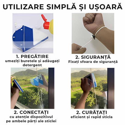 Ștergător Magnetic Dublu pentru Geamuri