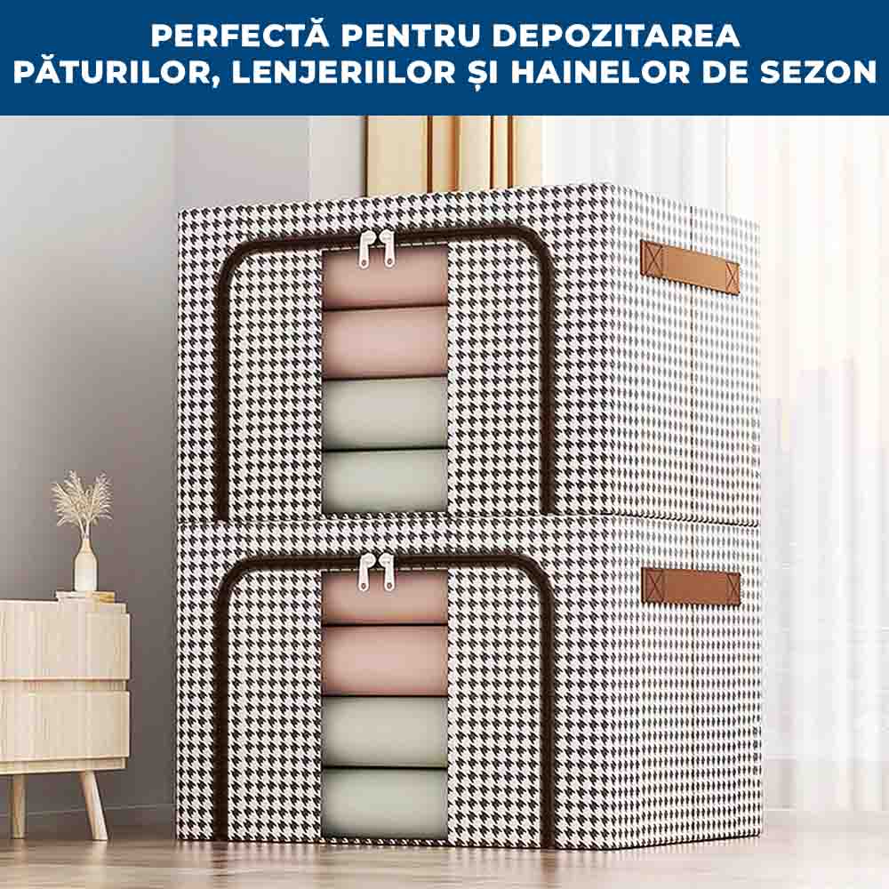 DepoBox 100L – Cutie pentru Depozitare Ultra Spațioasă, Pliabilă, cu Fermoar și Fereastră