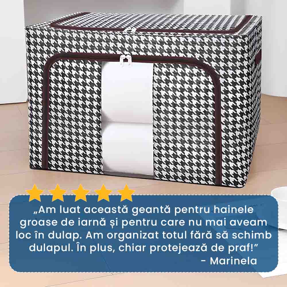 DepoBox 100L – Cutie pentru Depozitare Ultra Spațioasă, Pliabilă, cu Fermoar și Fereastră