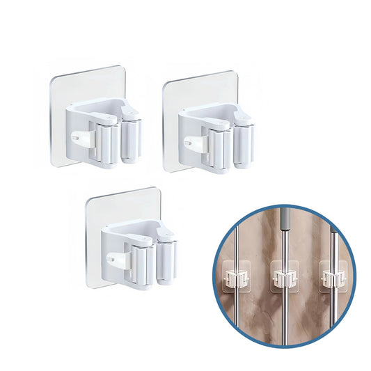 OrgaMop Pro – Suport Autoadeziv pentru Mopuri și Mături (Set de 3)