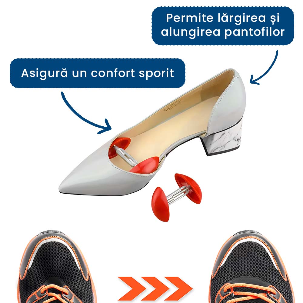 2+2 GRATIS: PantoFit - Set Lărgitoare Reglabile pentru Pantofi (Mărimi 35-46)