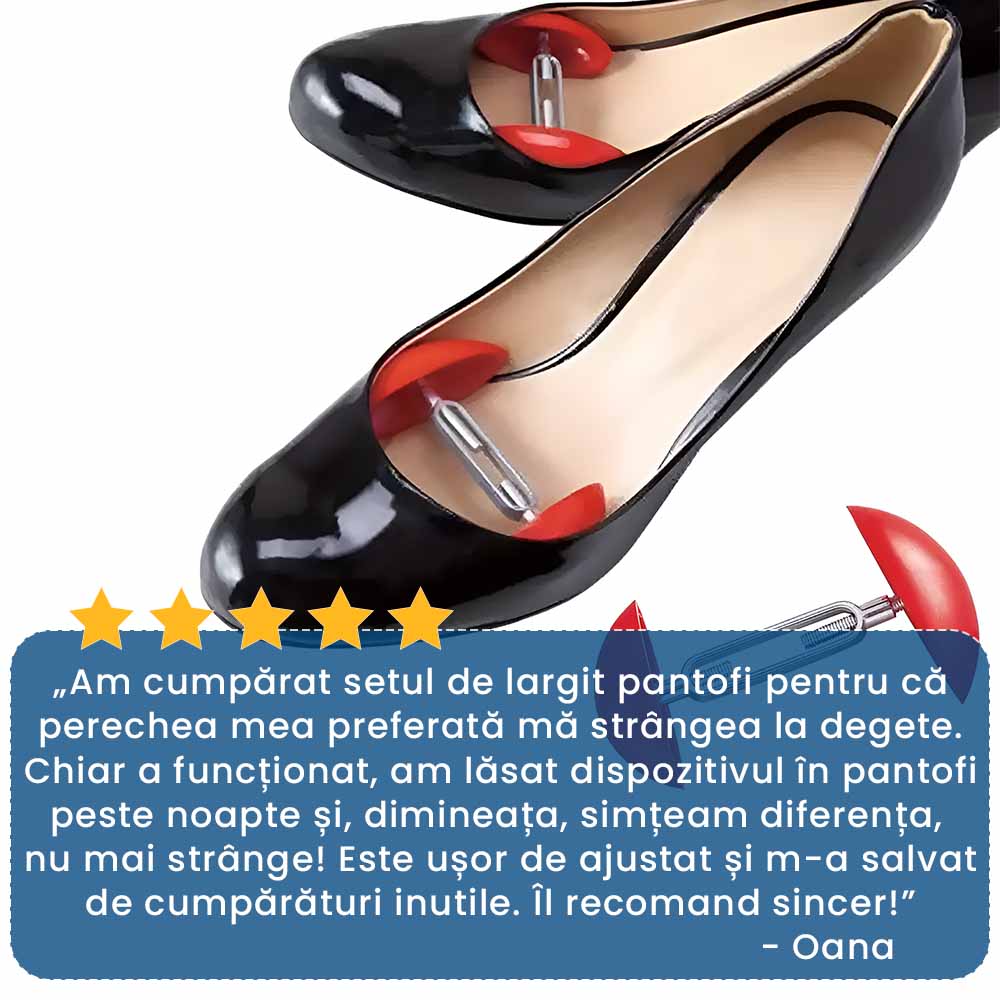 2+2 GRATIS: PantoFit - Set Lărgitoare Reglabile pentru Pantofi (Mărimi 35-46)
