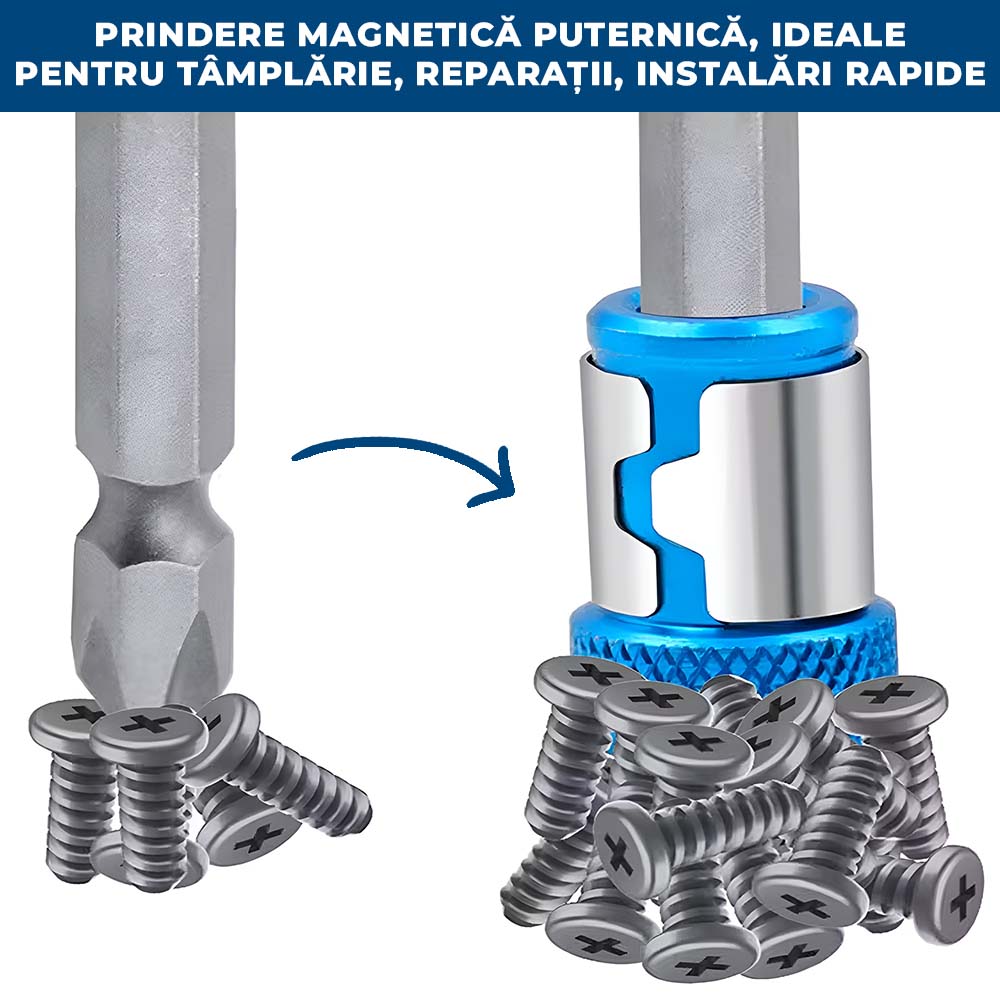 ȘuruMag – Set 3 Inele Magnetice pentru Bormașină sau Autofiletantă (Bit inclus)