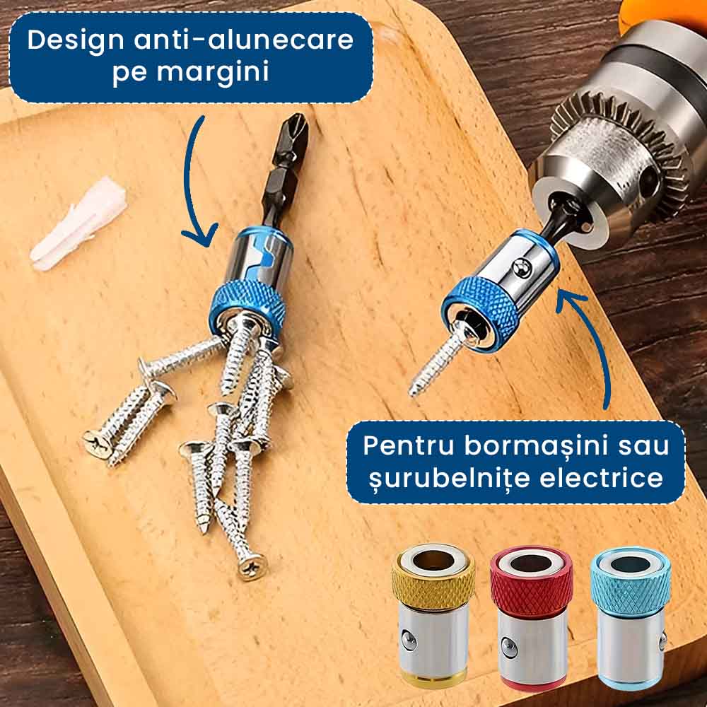 ȘuruMag – Set 3 Inele Magnetice pentru Bormașină sau Autofiletantă (Bit inclus)