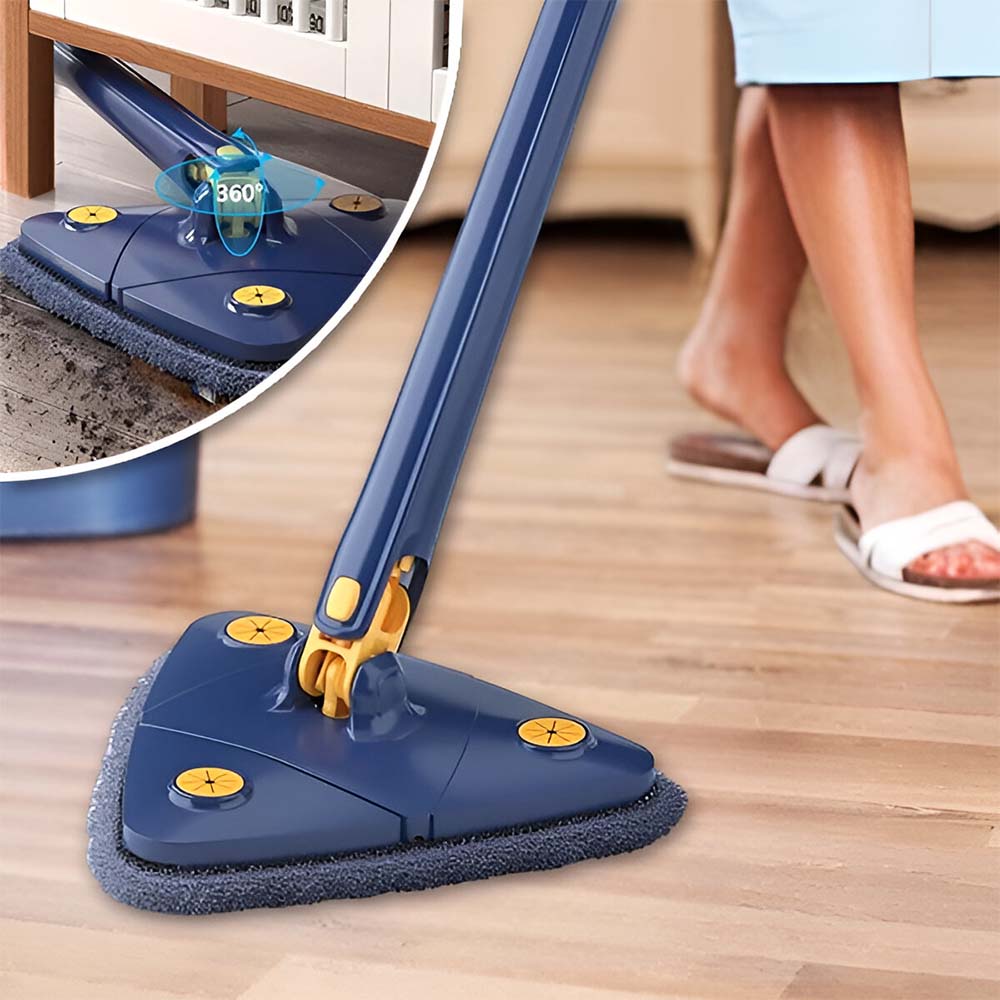 Mop Triunghiular Rotativ cu Mâner Telescopic și Stoarcere Automată