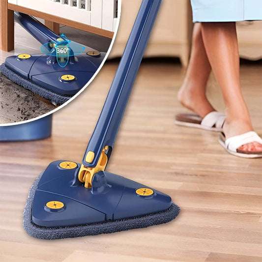 Mop Triunghiular Rotativ cu Mâner Telescopic și Stoarcere Automată