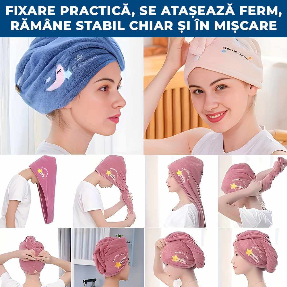 ProsoMagic - Set 2 Prosoape pentru Uscarea Rapidă a Părului (Roz și Albastru)