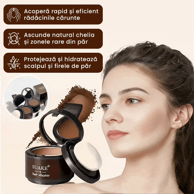 HairFix Magic – Pudră Instant pentru Rădăcini Cărunte și Păr Rar