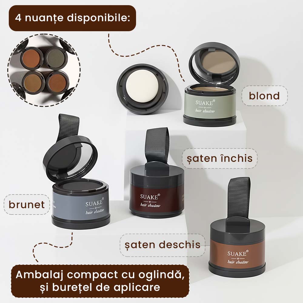 HairFix Magic – Pudră Instant pentru Rădăcini Cărunte și Păr Rar