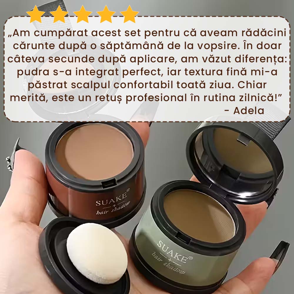 HairFix Magic – Pudră Instant pentru Rădăcini Cărunte și Păr Rar