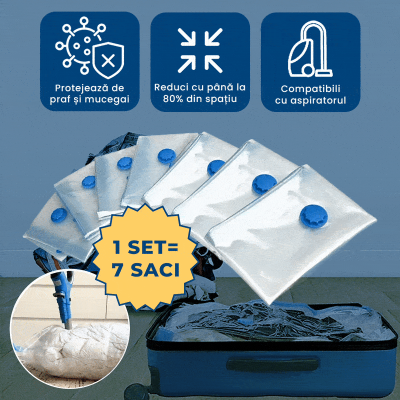 PackVac - Set 7 Saci de Vidat pentru Depozitare