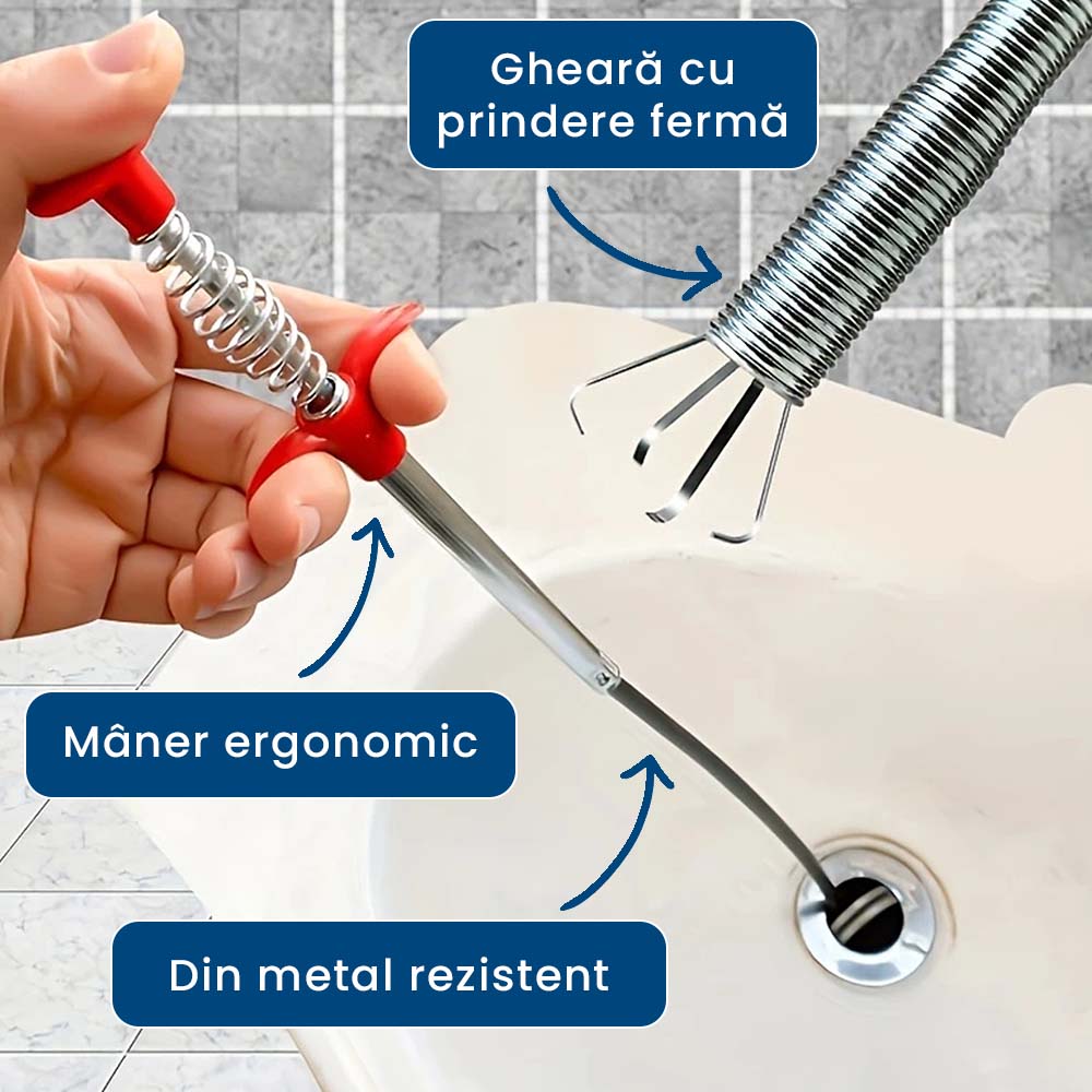 ȘerpiClean - Șarpe pentru Desfundare Scurgeri cu Gheare Retractabile