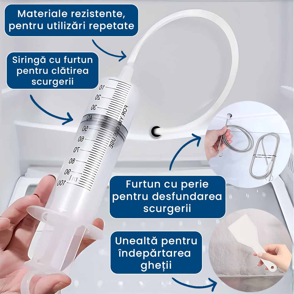 FrigiClean – Set Profesional 5 în 1 pentru Curățarea Frigiderului