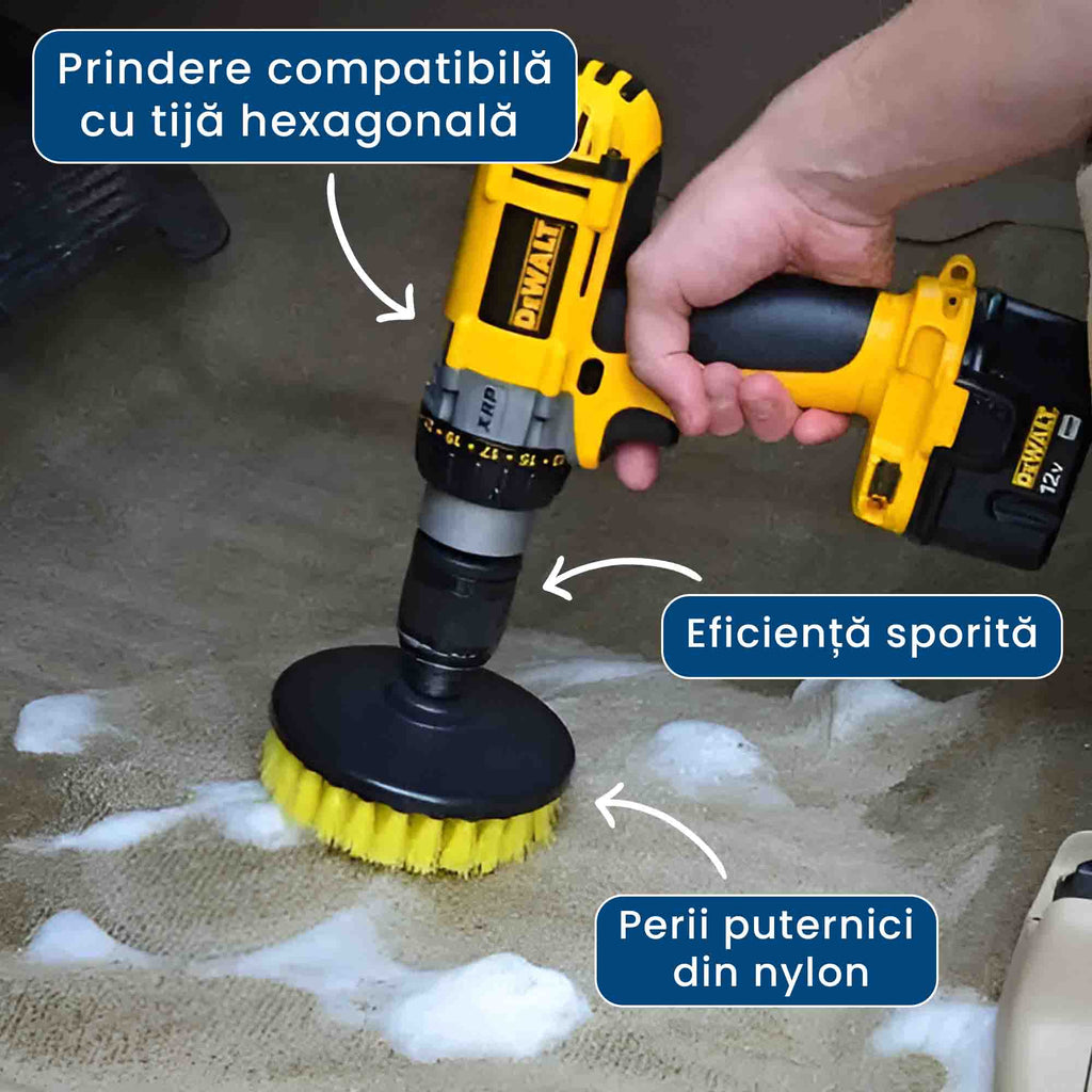 TurboClean - Set Perii pentru Curățare și Lustruit cu Bormașina (3 piese)