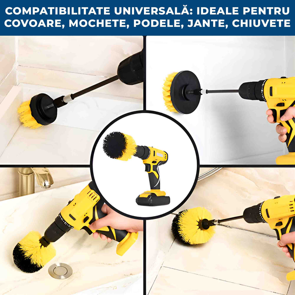 TurboClean - Set Perii pentru Curățare și Lustruit cu Bormașina (3 piese)