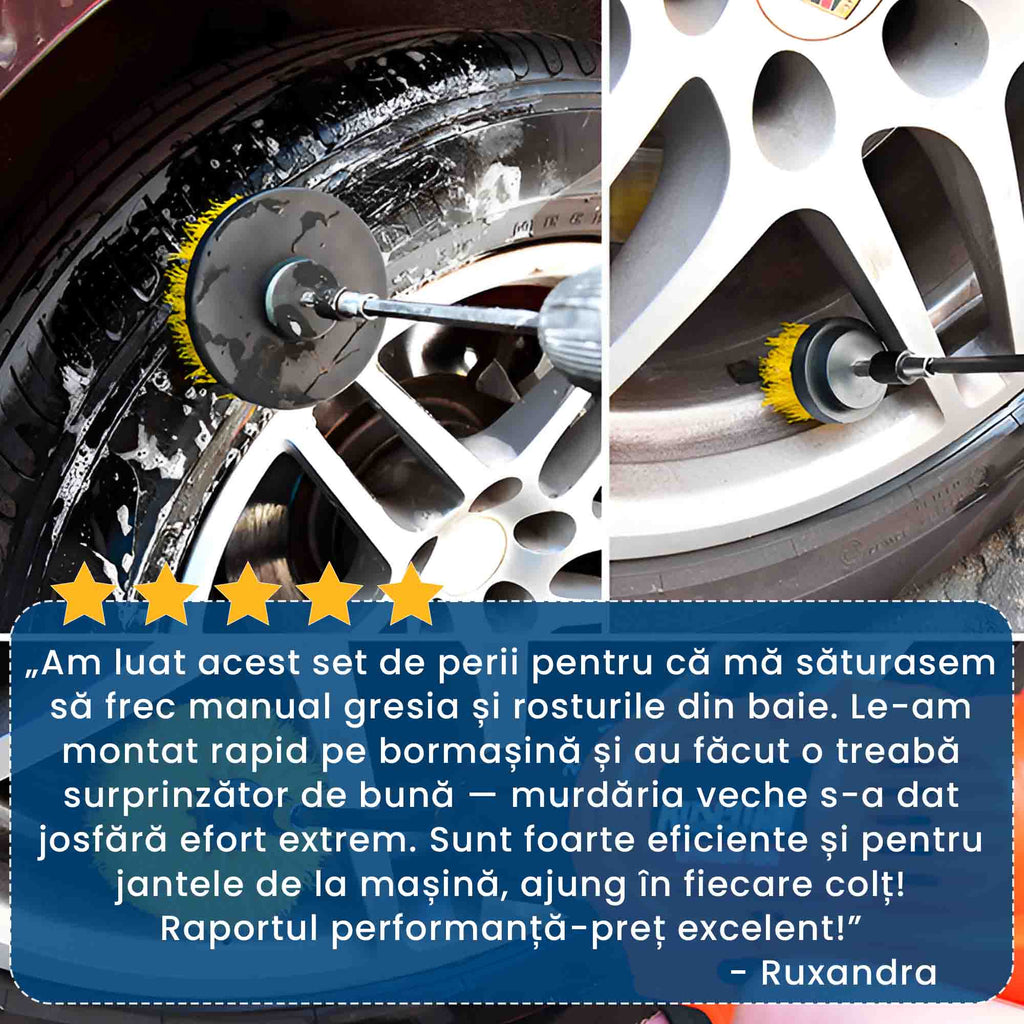 TurboClean - Set Perii pentru Curățare și Lustruit cu Bormașina (3 piese)