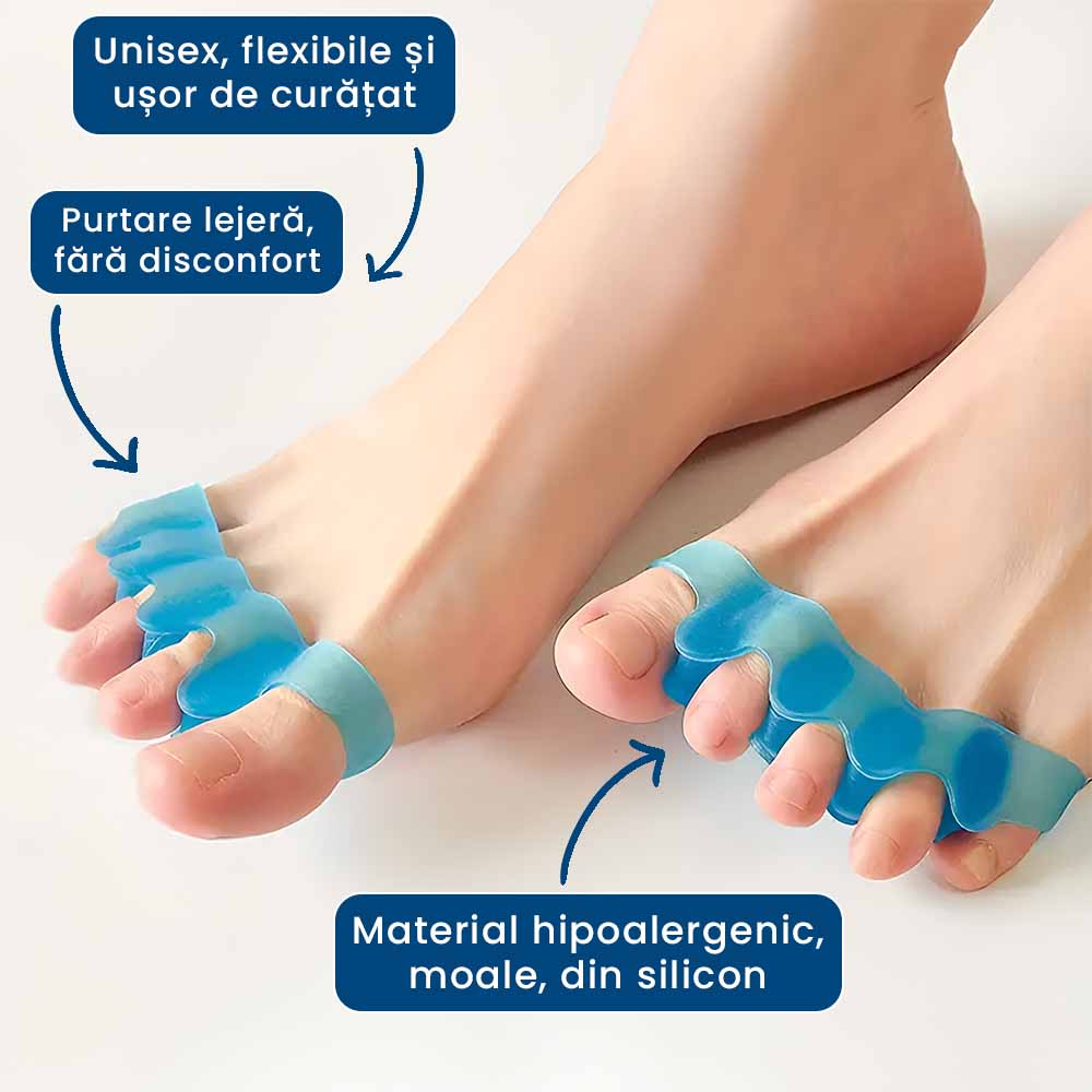 PodoZen – Set 2 Perechi Separatoare Relaxante pentru Picioare (Roz și Albastru)