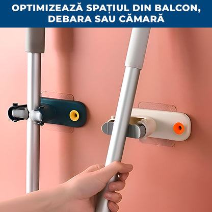 OrgaMop 3X - Suport Universal pentru Mopuri și Mături (Set de 3, Alb)