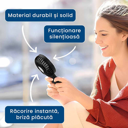 PortaVent - Ventilator Portabil cu Trepied și Reîncărcabil, 2-în-1