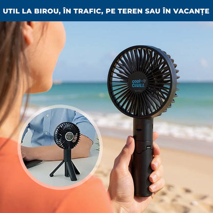 PortaVent - Ventilator Portabil cu Trepied și Reîncărcabil, 2-în-1
