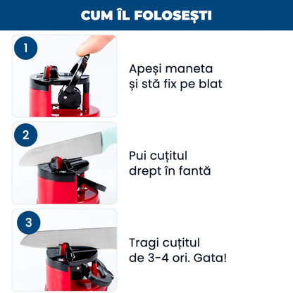 Ascutix Pro – Ascuțitor de Cuțite cu Ventuză, Tăiș ca Nou în Câteva Secunde