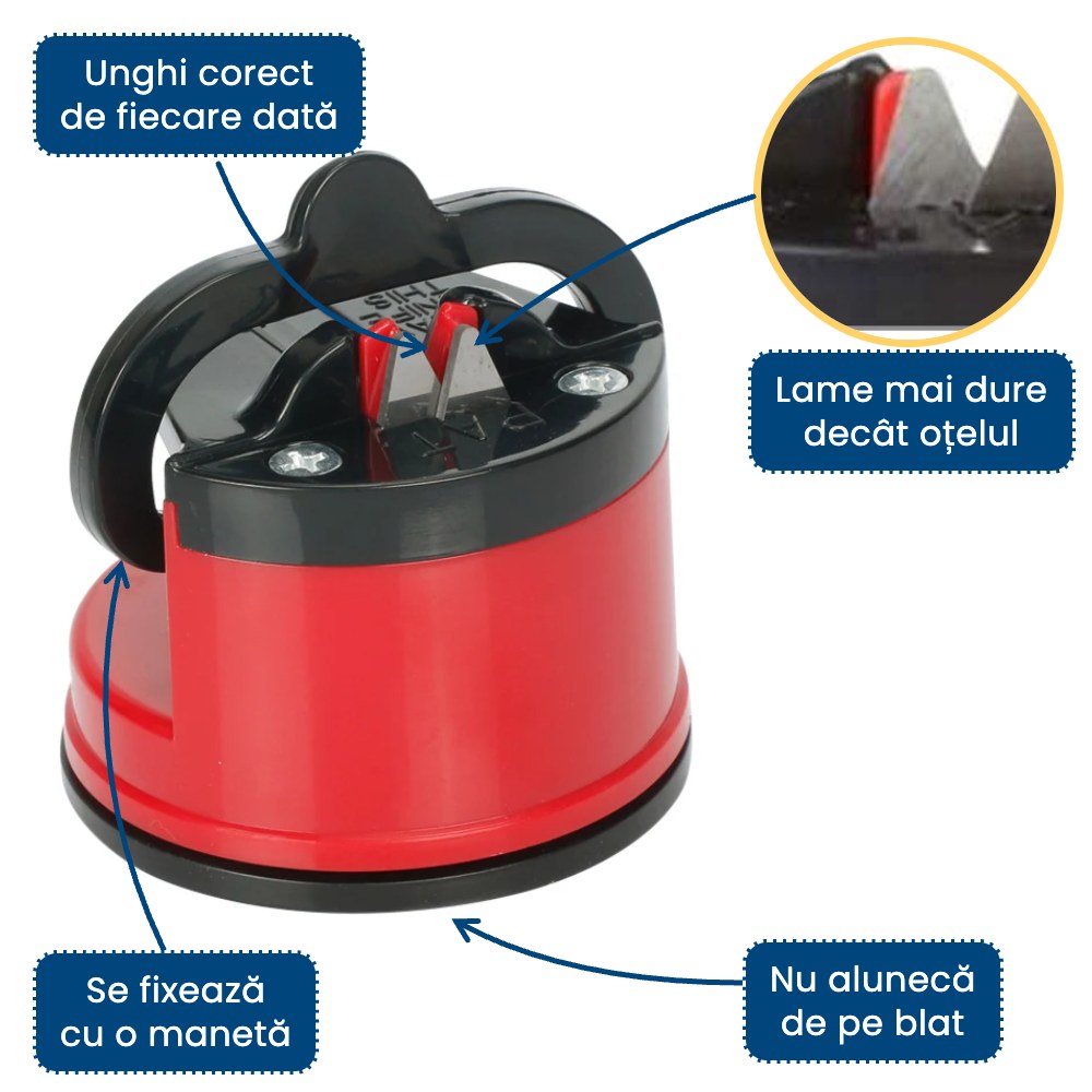 Ascutix Pro – Ascuțitor de Cuțite cu Ventuză, Tăiș ca Nou în Câteva Secunde