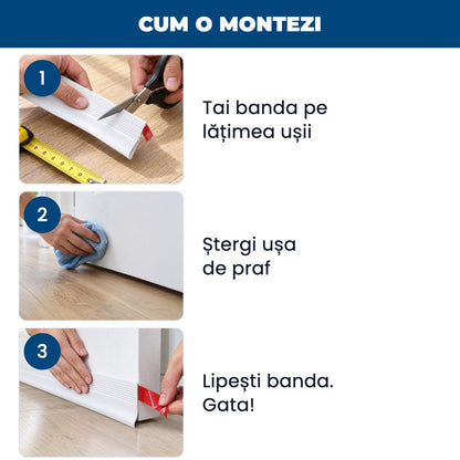 DoorGuard Pro – Bandă de Etanșare sub Ușă, Oprește Curentul, Mirosurile și Insectele (Set 2 Bucăți)