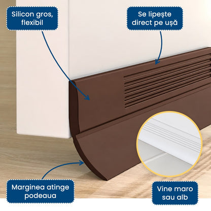 DoorGuard Pro – Bandă de Etanșare sub Ușă, Oprește Curentul, Mirosurile și Insectele (Set 2 Bucăți)