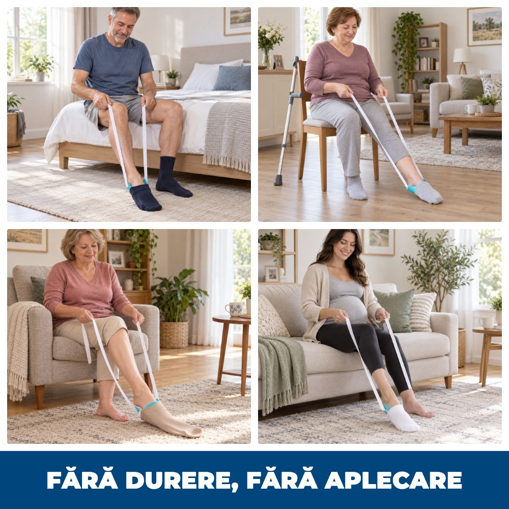 ȘosetEasy - Ajutor pentru Încălțat Șosete și Ciorapi, fără Efort pentru Spate